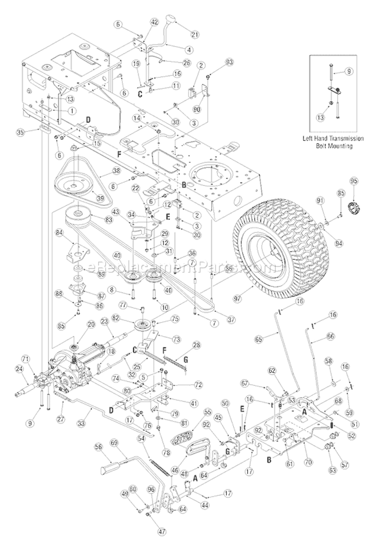 Page B Diagram and Parts List for 13AT605G755 2005 Yard Man Lawn Tractor